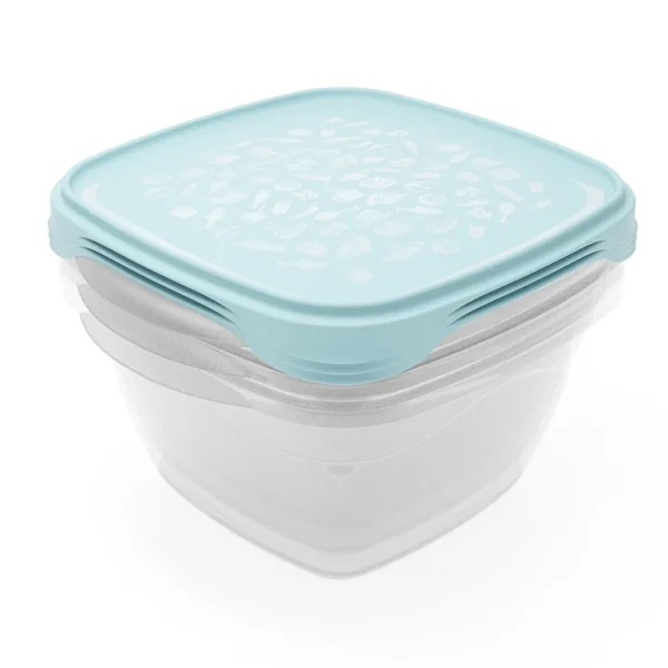 Conjunto de 3 herméticos FreshCool de Practiline 1300ml transparentes con tapa Artic blue