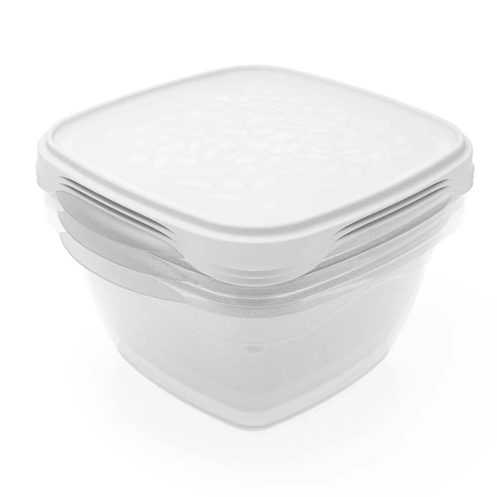 Conjunto de 3 herméticos FreshCool de Practiline 1300ml transparentes con tapa Blanca