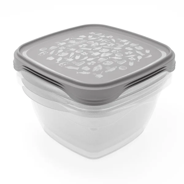 Conjunto de 3 herméticos FreshCool de Practiline 1300ml transparentes con tapa Cinza