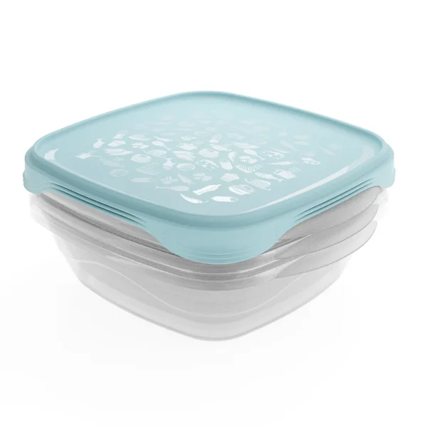 Conjunto de 3 herméticos FreshCool de Practiline 800 ml transparentes con tapa Artic Blue