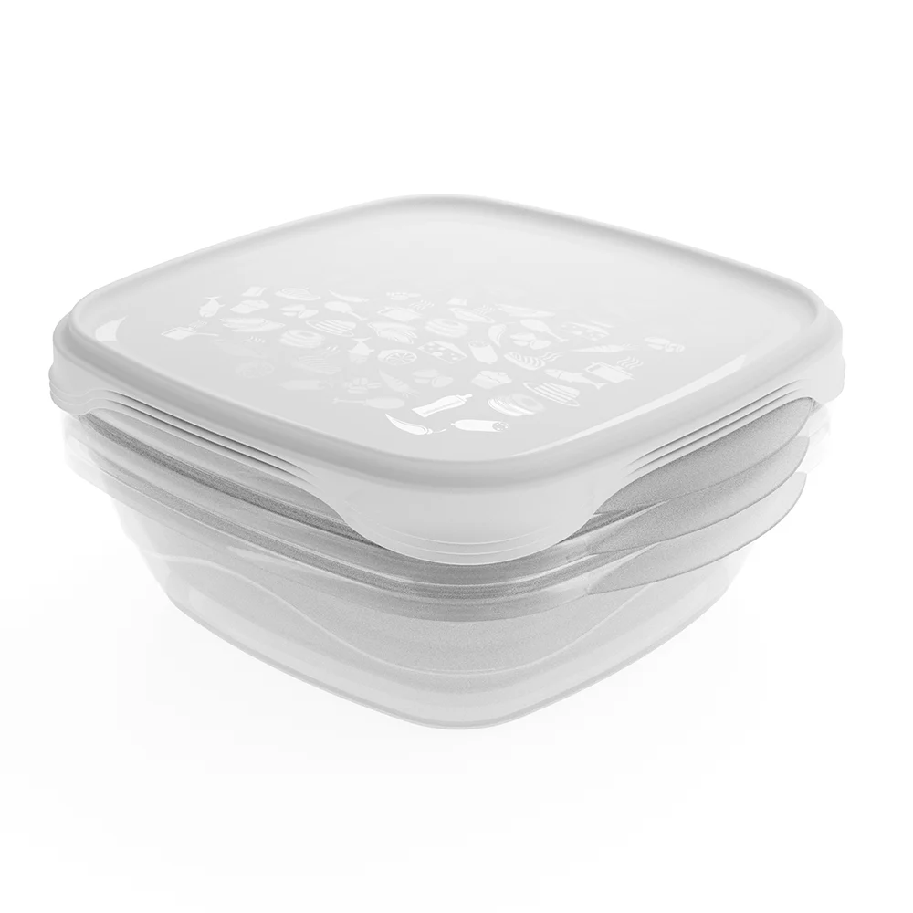 Conjunto de 3 herméticos FreshCool de Practiline 800 ml transparentes con tapa blanca