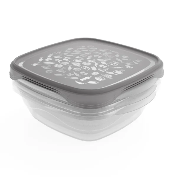 Conjunto de 3 herméticos FreshCool de Practiline 800 ml transparentes con tapa Cinza