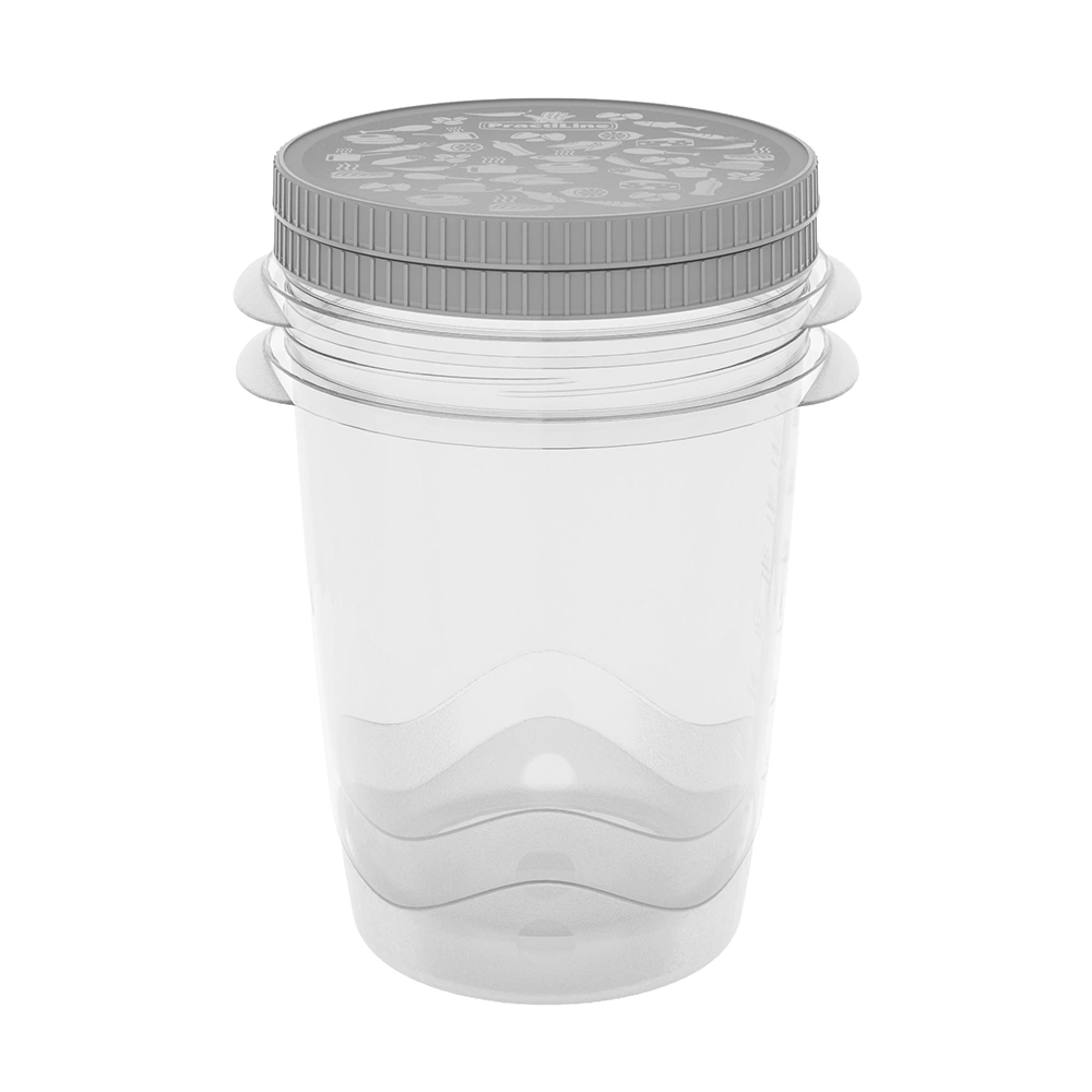 Conjunto de 2 Herméticos con rosca FreshCool de Practiline redondos Cinza 1000 ml