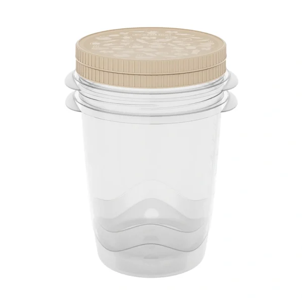 Conjunto de 2 Herméticos con rosca FreshCool de Practiline redondos Latte Beige 1000 ml