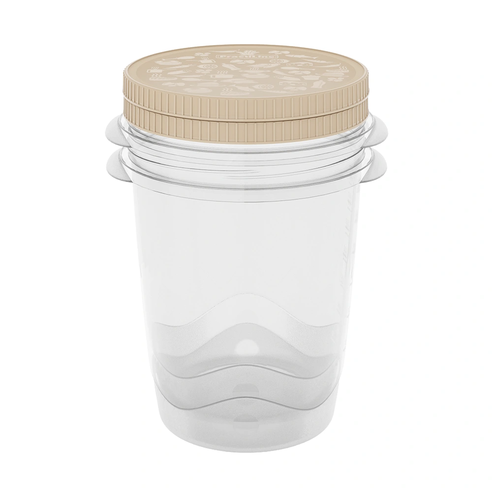Conjunto de 2 Herméticos con rosca FreshCool de Practiline redondos Latte Beige 1000 ml