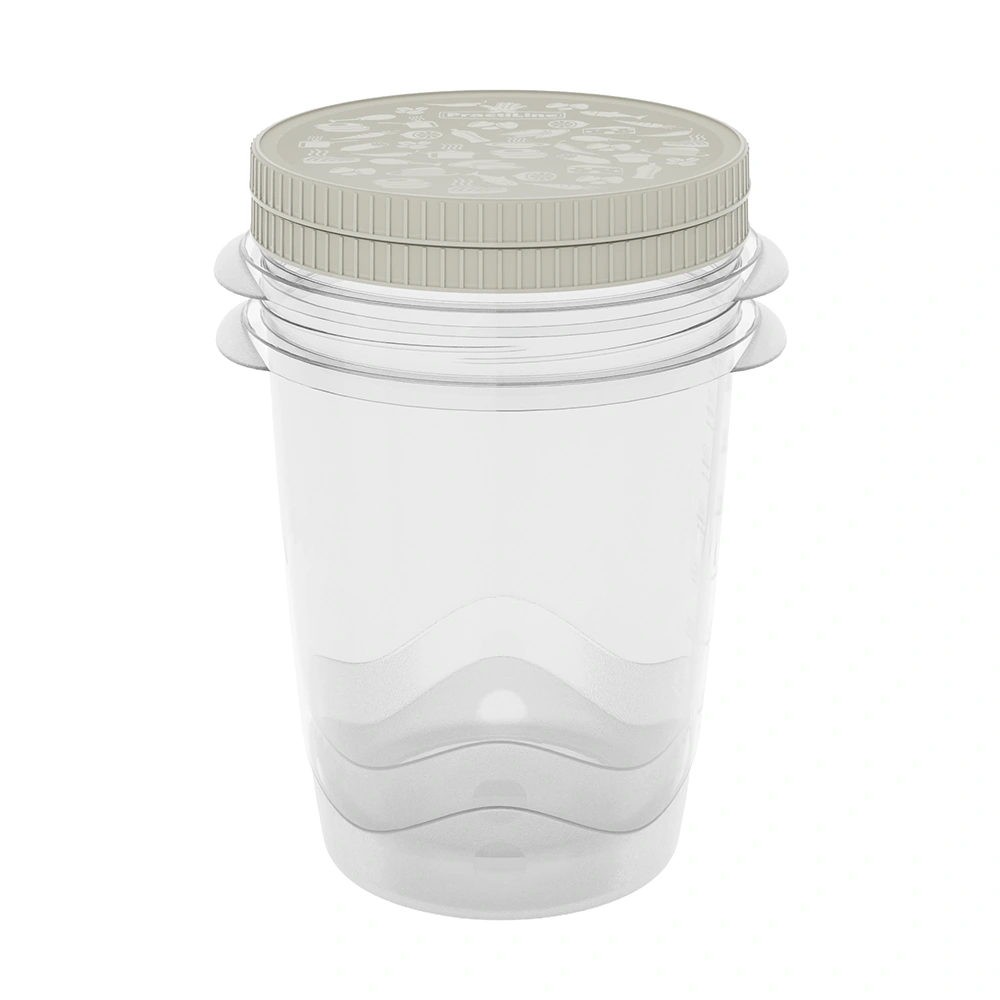 Conjunto de 2 Herméticos con rosca FreshCool de Practiline redondos Taupe Gray 1000 ml