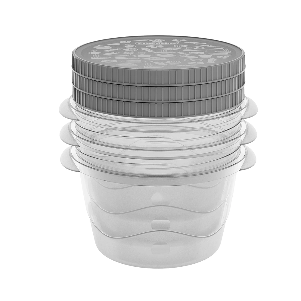Conjunto de 3 Herméticos con rosca FreshCool de Practiline redondos Cinza 550ml
