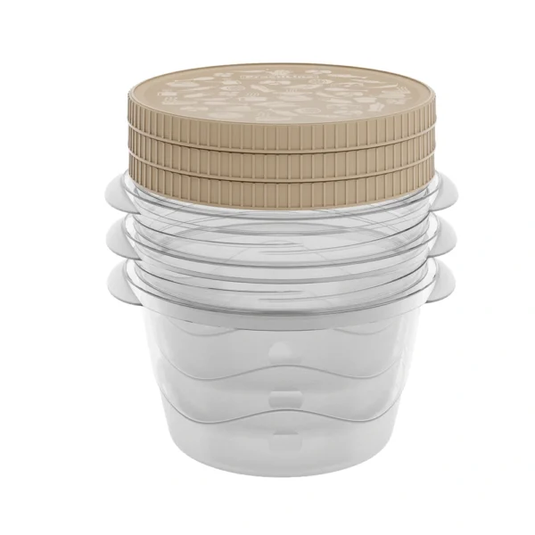 Conjunto de 3 Herméticos con rosca FreshCool de Practiline redondos Latte Beige 550ml