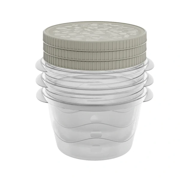 Conjunto de 3 Herméticos con rosca FreshCool de Practiline redondos Taupe Gray 550ml