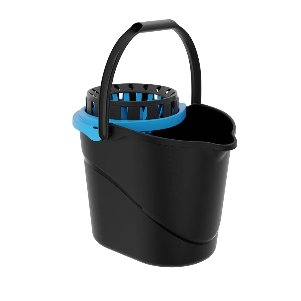 Balde EasyDrip Practiline Preto com Espremedor Azul Cian