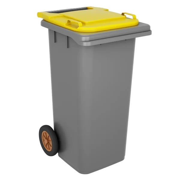 Contentor BioLogic 120 Litros de Practiline cinza e amarelo com rodas