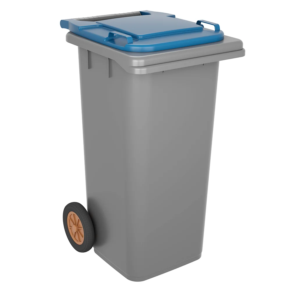 Contentor BioLogic 120 Litros de Practiline cinza e azul com rodas