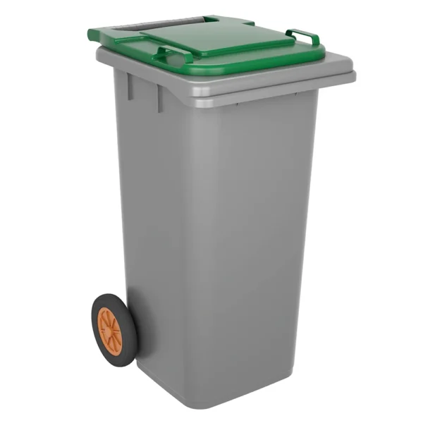 Contentor BioLogic 120 Litros de Practiline cinza e verde com rodas