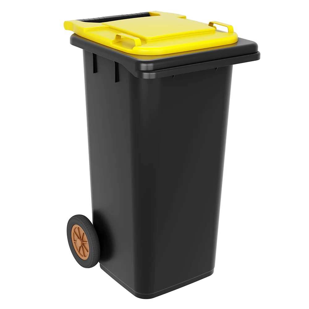 Contentor BioLogic 120 Litros de Practiline preto e amarelo com rodas