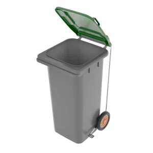 Contentor BioLogic 120 Litros de Practiline cinza com tampa verde aberta