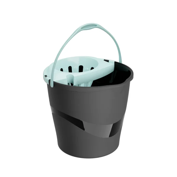 Balde RoundDrip Practiline com espremedor preto com Artic Blue