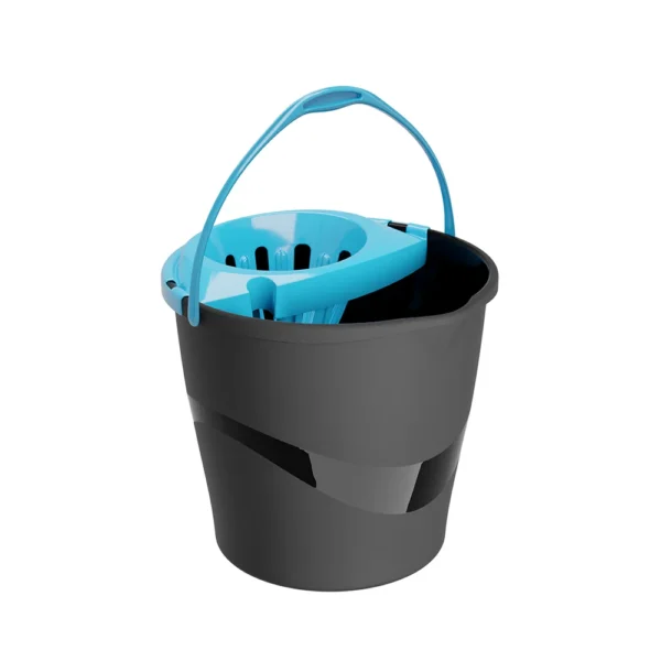 Balde RoundDrip Practiline preto com Azul Cian