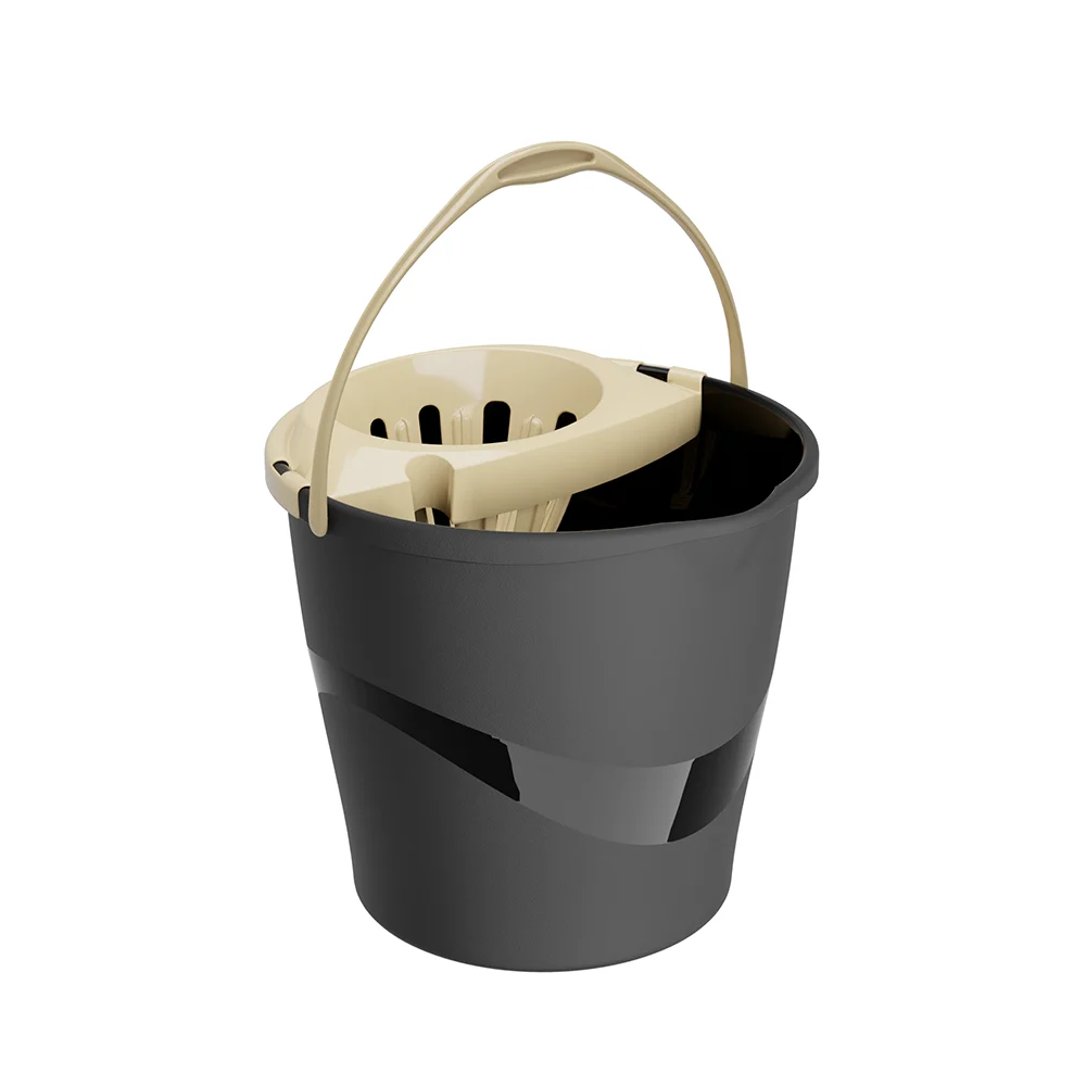 Balde RoundDrip Practiline com espremedor preto com Latte Beige