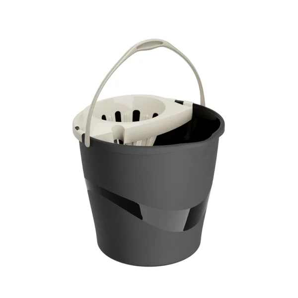 Balde RoundDrip Practiline com espremedor preto com Taupe Gray