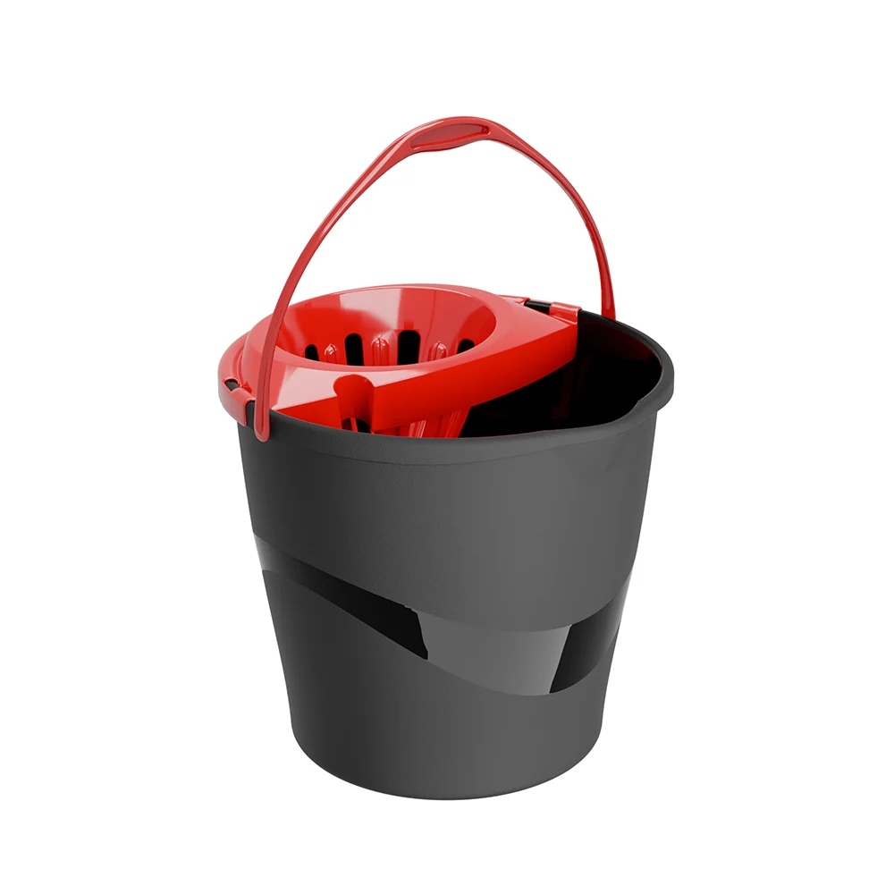Balde RoundDrip Practiline com espremedor preto com Vermelho