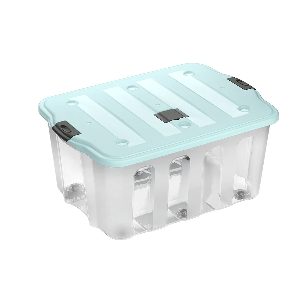 Caixa plástica transparente com tampa Practiline BigBox 110 Lt Artic Blue