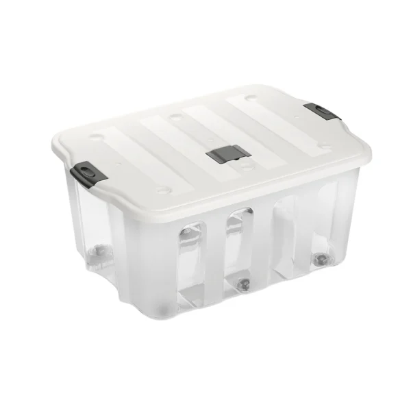 Caixa plástica transparente com tampa Practiline BigBox 110 Lt Branca