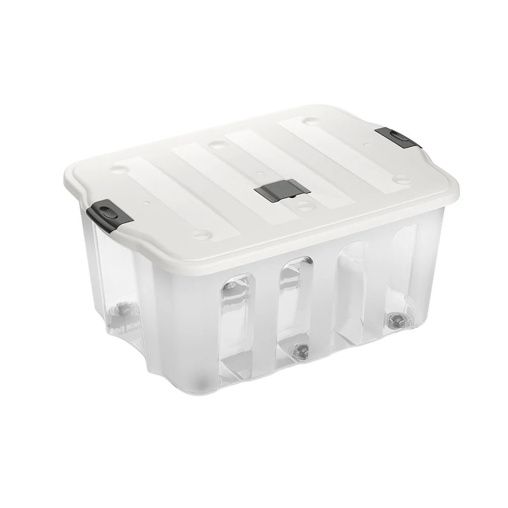 Caixa plástica transparente com tampa Practiline BigBox 110 Lt Branca