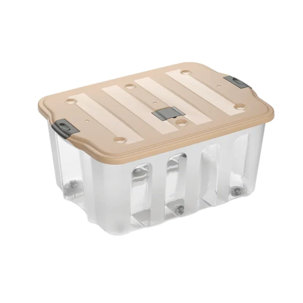 Caixa plástica transparente com tampa Practiline BigBox 110 Lt Latte Beige