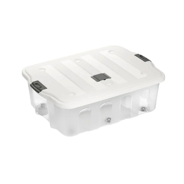 Caixa plástica transparente com tampa Practiline BigBox 78 Lt Cinza