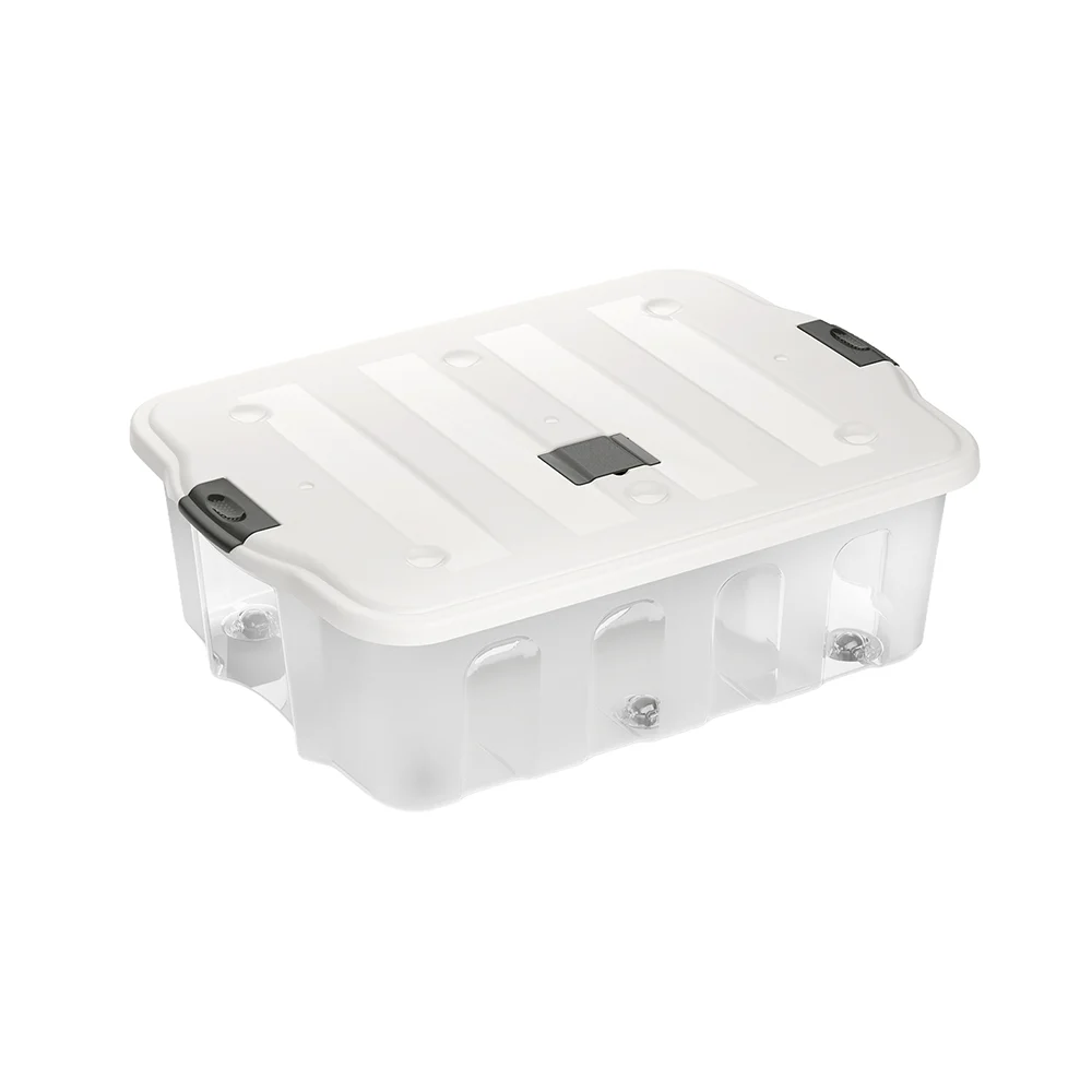 Caixa plástica transparente com tampa Practiline BigBox 78 Lt Cinza