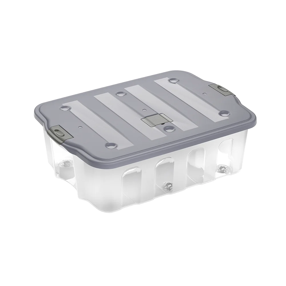 Caixa plástica transparente com tampa Practiline BigBox 78 Lt Cinza