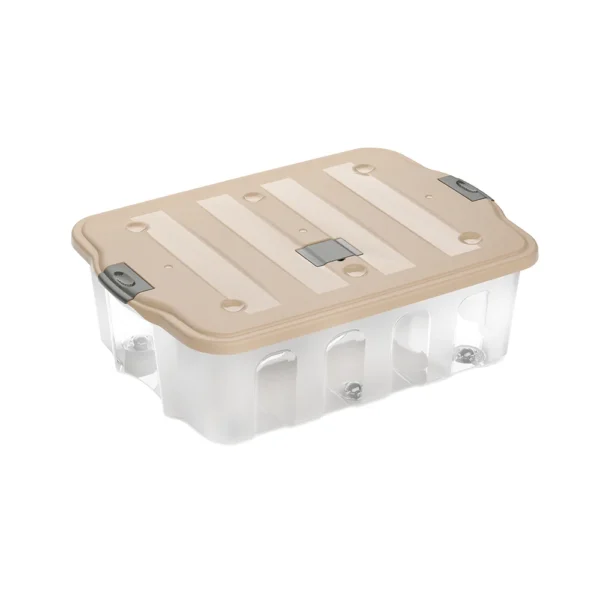 Caixa plástica transparente com tampa Practiline BigBox 78 Lt Latte Beige