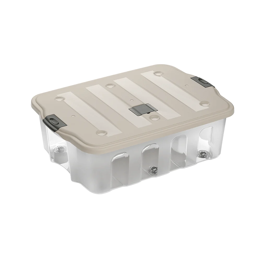 Caixa plástica transparente com tampa Practiline BigBox 78 Lt Taupe